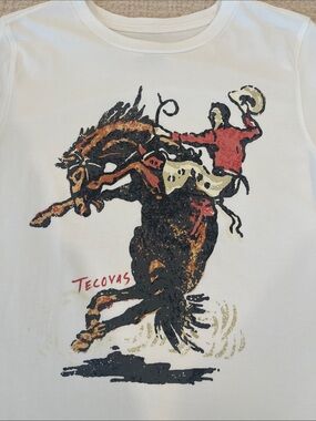 NWOT Tecovas Women’s T-shirt SZ S Cowboy Rodeo Horse Print 100% Supima Cotton